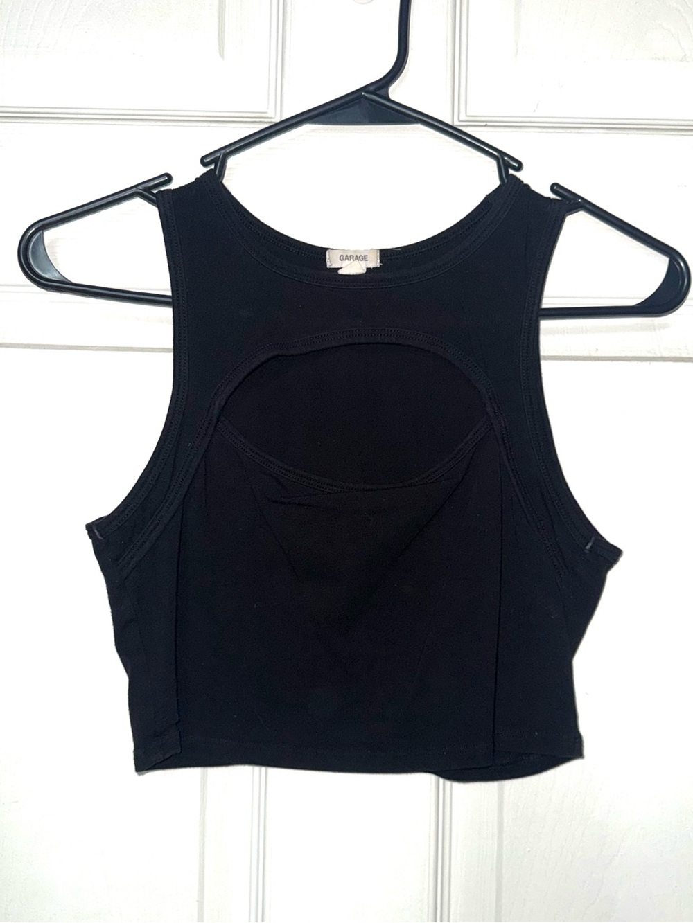 Garage Black Cropped Tank Top with Cutout